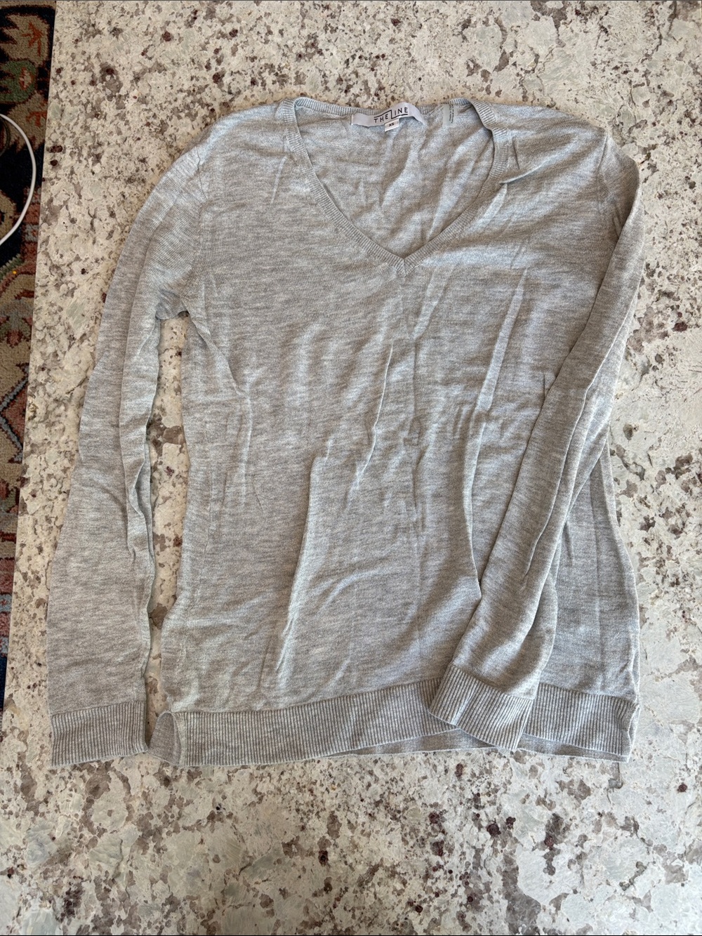Eileen Fisher Heather Light Gray V-Neck Women's Sweater